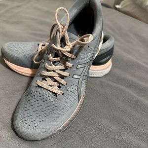 Gray and peach ASICS